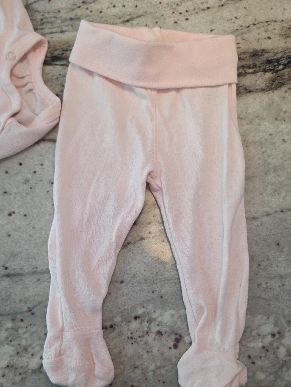 H&M Pink Baby One-Piece Set - Long Sleeve Bodysuit & Footed Pants 3m